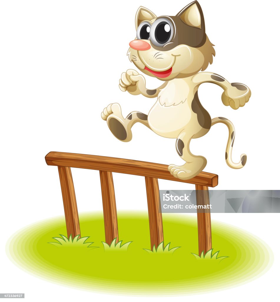 Cat crossing the fence Cat crossing the fence on a white background Animal stock vector