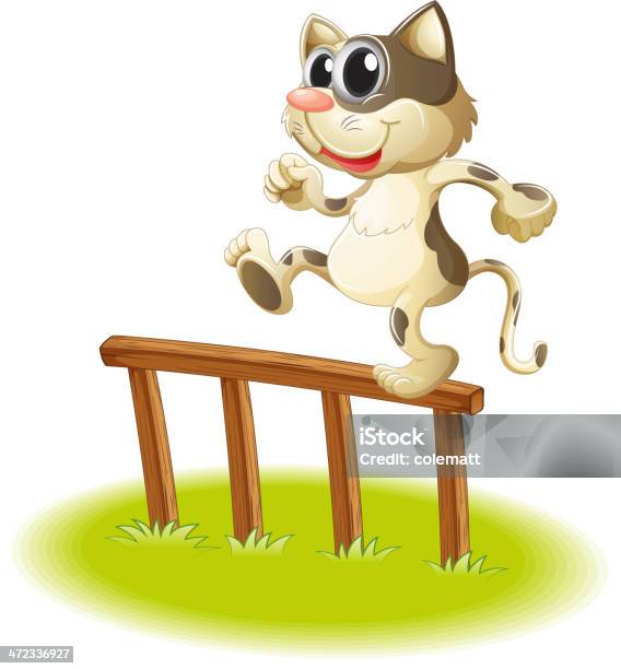 Cat Crossing The Fence Stock Illustration - Download Image Now - Animal, Brown, Clip Art