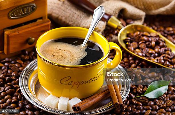 Black Coffee Stock Photo - Download Image Now - 2015, Bag, Cinnamon