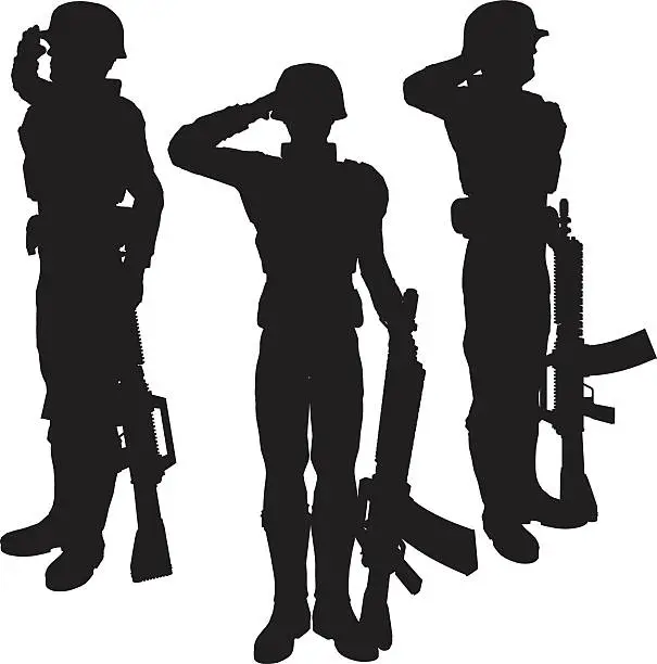 Vector illustration of Silhouette soldier[Salute]