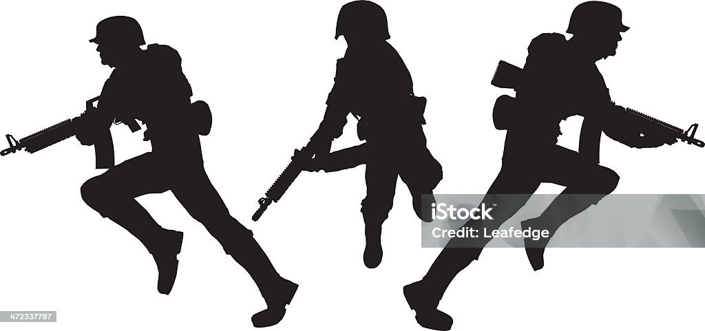Silueta de soldier [ ] cargo. - arte vectorial de Personal militar libre de derechos