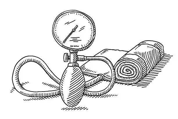 Vector illustration of Blood Pressure Gauge Instrument Drawing