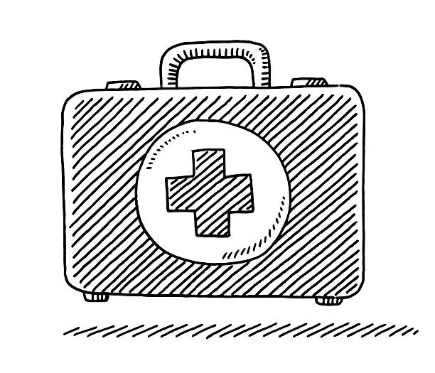 Vector illustration of Doctor's First Aid Case Drawing