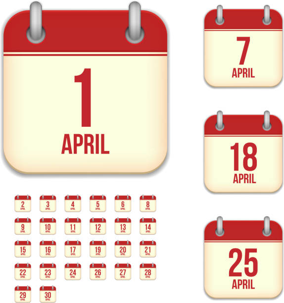 April days. Vector calendar icons eps10 file contain transparent objects and clipping masks april fools day calendar stock illustrations