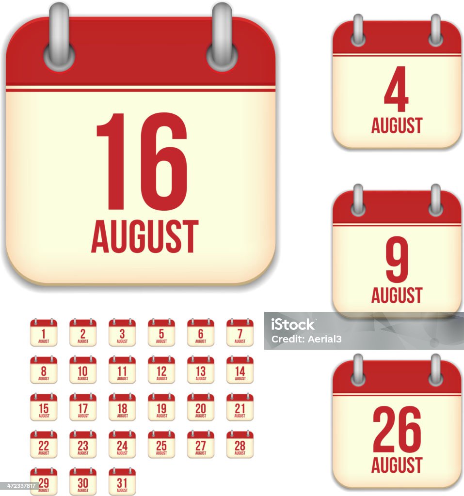 8 月 1 日です。カレンダーのアイコンベクトル - 八月�のロイヤリティフリーベクトルアート