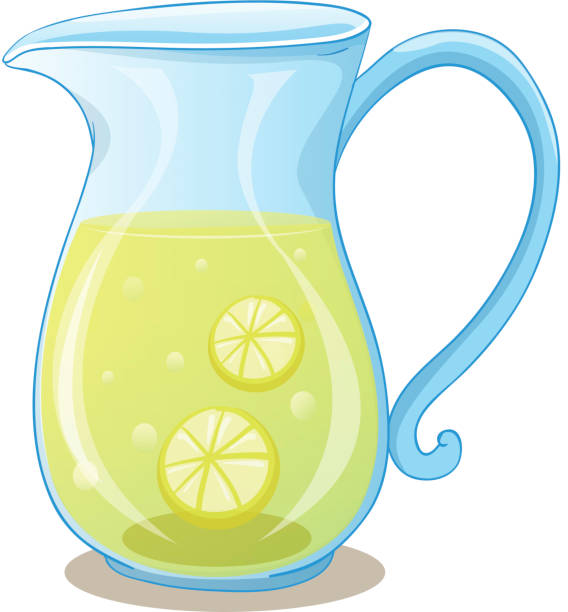 Pitcher of lemon juice Pitcher of lemon juice on a white background jug photos stock illustrations