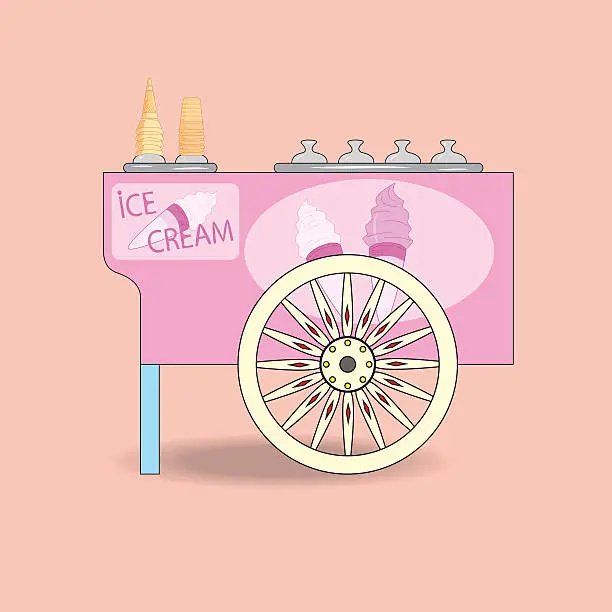 Vector illustration of Ice cream cart.