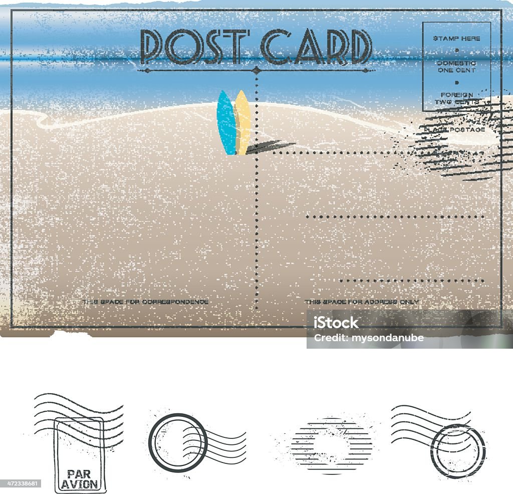 vector vintage summer and beach themed post card design Postcard stock vector