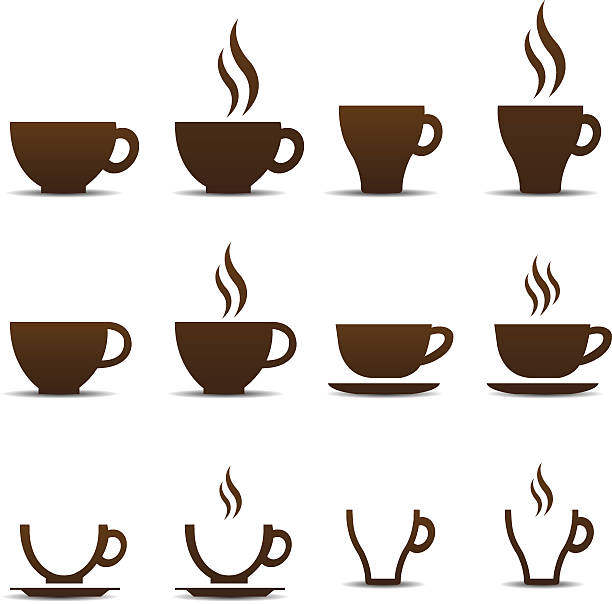 커피잔을 벡터 - coffee cup hot drink coffee coffee crop stock illustrations