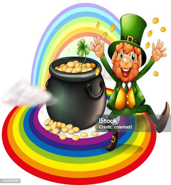 Man Beside A Pot Of Gold Coins Stock Illustration - Download Image Now - Adult, Adults Only, Anniversary