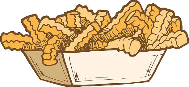 Vector illustration of Food - Crinkle Cut Fries