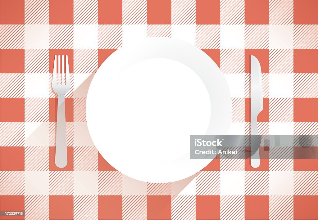 Placa vacía de la cena con Tenedor y cuchillo - arte vectorial de Alimento libre de derechos