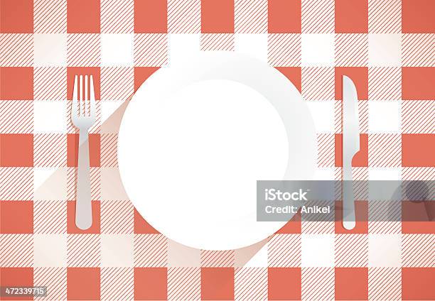 Ilustración de Placa Vacía De La Cena Con Tenedor Y Cuchillo y más Vectores Libres de Derechos de Alimento - Alimento, Blanco - Color, Cocina - Estructura de edificio