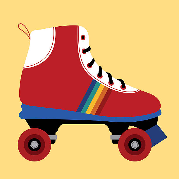 stockillustraties, clipart, cartoons en iconen met skating shoe seventies - rolschaatsen ijs of rolschaatsen