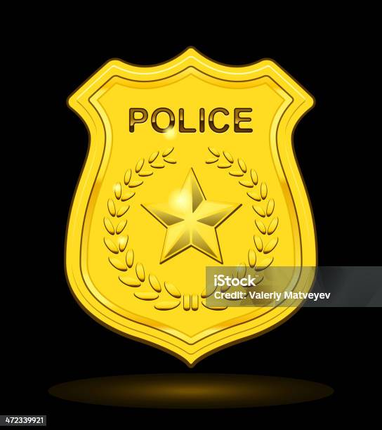 Ouro Crachá De Polícia - Arte vetorial de stock e mais imagens de Crachá de Polícia - Crachá de Polícia, Força policial, Escudo - Armamento