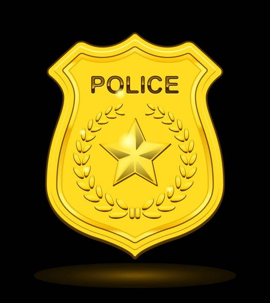 золотой жетон полицейского - sheriff star badge vector stock illustrations