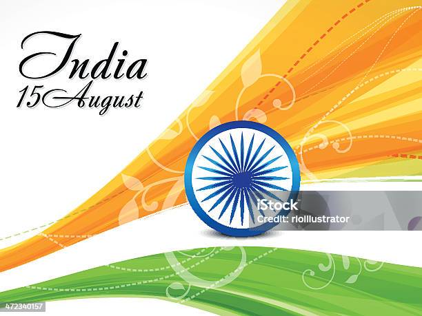 Ilustración de Fondo Abstracto Con Flores Día De La Independencia y más Vectores Libres de Derechos de India - India, Bandera nacional, Naranja - Color