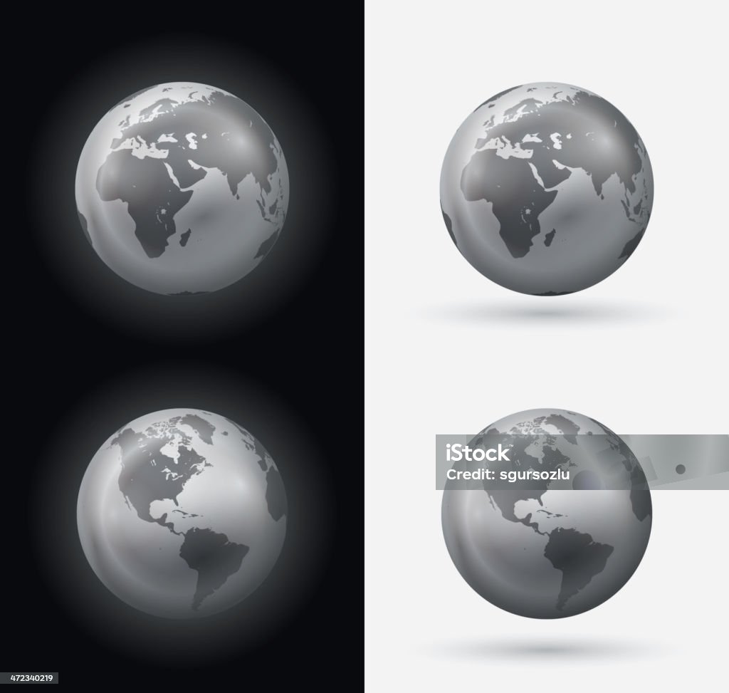 Silver world globe Silver world globes. Globe - Navigational Equipment stock vector