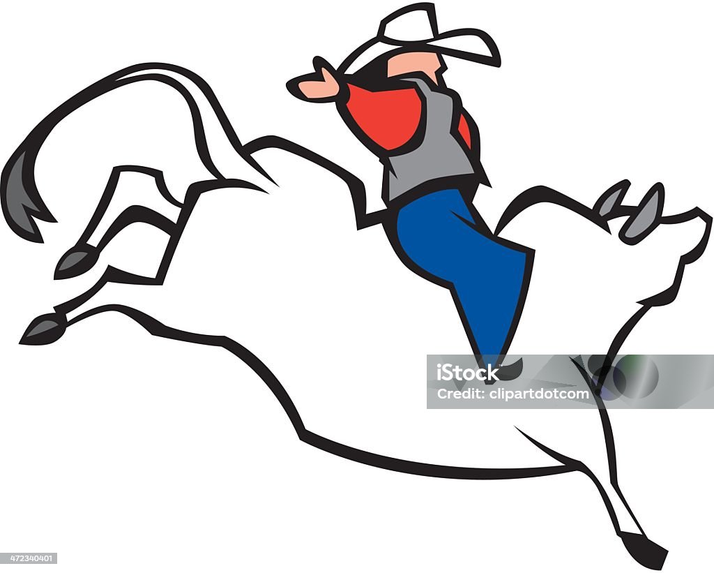 Cowboy On Bucking Bull - arte vectorial de Clip Art libre de derechos