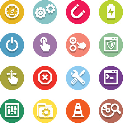 Set of 16 professional tools and settings icons for web applications, web presentation and more. File includes: vector EPS, PNG, JPG.