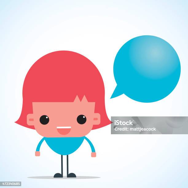 Cute Girl Character With Speech Bubble Stock Illustration - Download Image Now - Mascot, Characters, Men