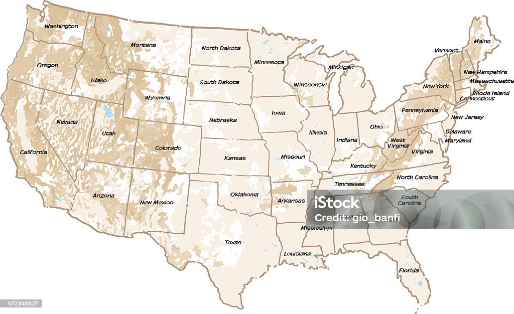 Karte der USA - Lizenzfrei Karte - Navigationsinstrument Vektorgrafik