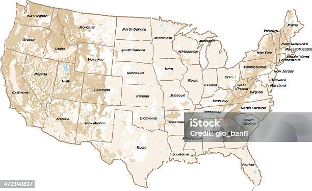 Karte Der Usa Stock Vektor Art und mehr Bilder von Karte - Navigationsinstrument - Karte - Navigationsinstrument, Nevada, Kalifornien