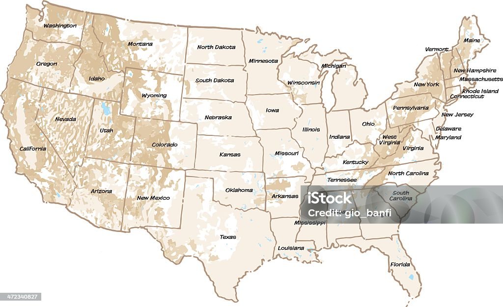 map of USA - 地図のロイヤリティフリーベクトルアート