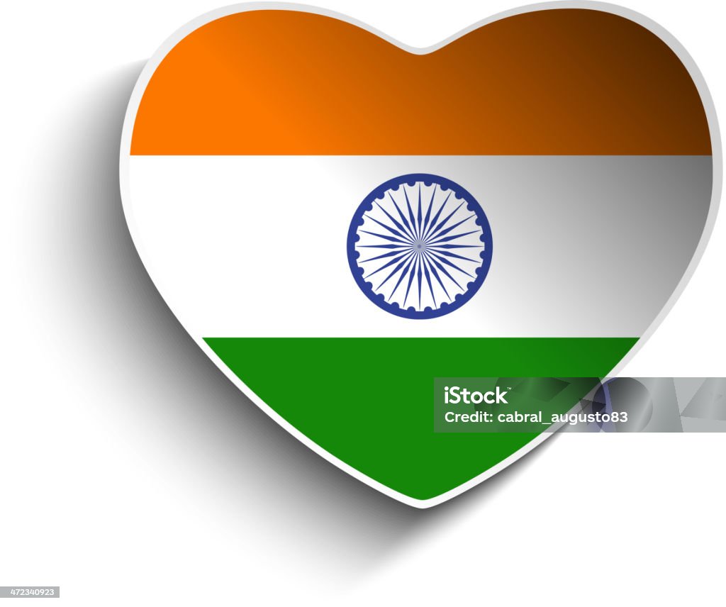 India bandera de papel de corazón botón - arte vectorial de Amor - Sentimiento libre de derechos