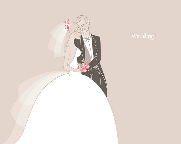 ilustrações, clipart, desenhos animados e ícones de casamento casal - love husband kissing illustration and painting