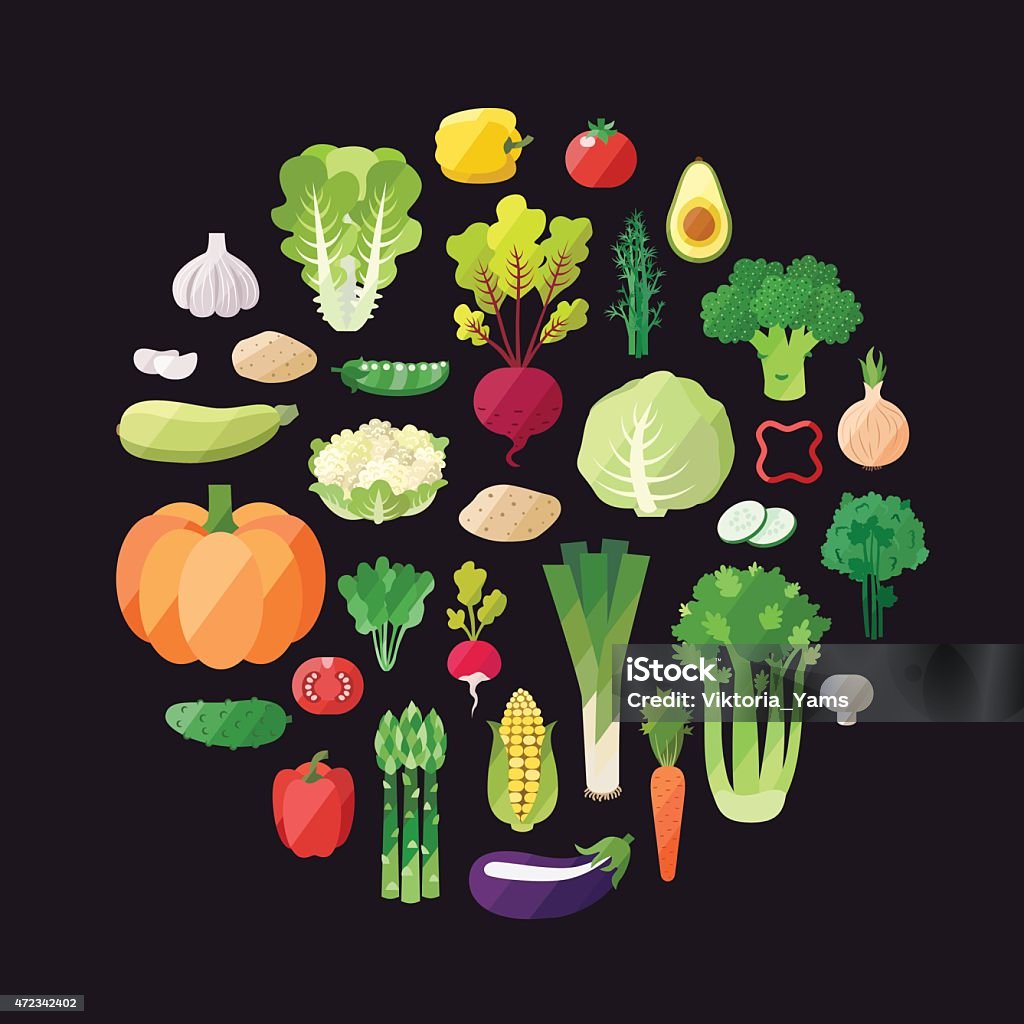 Vegetable vector circle background. Modern flat design. Vegetable vector circle background. Modern flat design. Healthy food background. 2015 stock vector