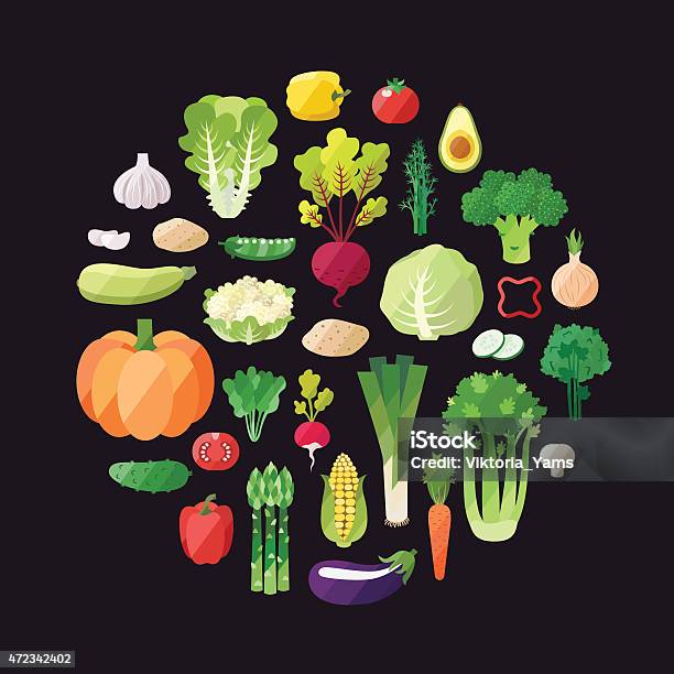 Vegetable Vector Circle Background Modern Flat Design Stock Illustration - Download Image Now