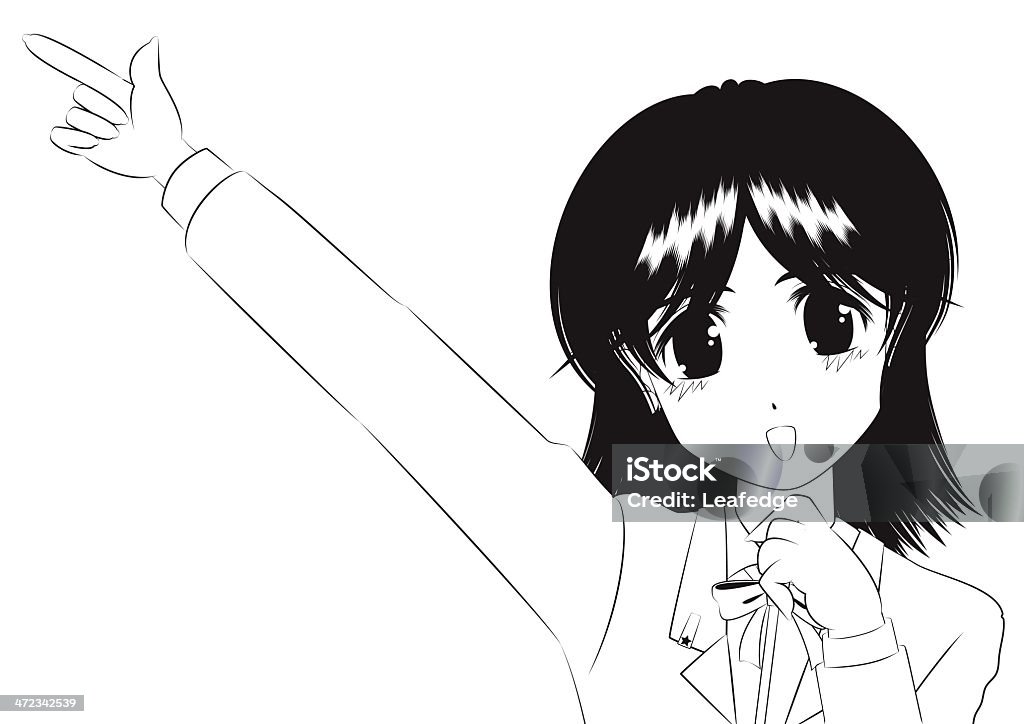 Japanese style Manga [ sourire fille ] esquisse illustration - clipart vectoriel de Adolescent libre de droits