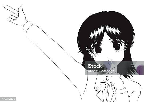 Manga Giapponesi Sorriso Ragazza Illustrazione Di Contorno - Immagini vettoriali stock e altre immagini di Adolescente