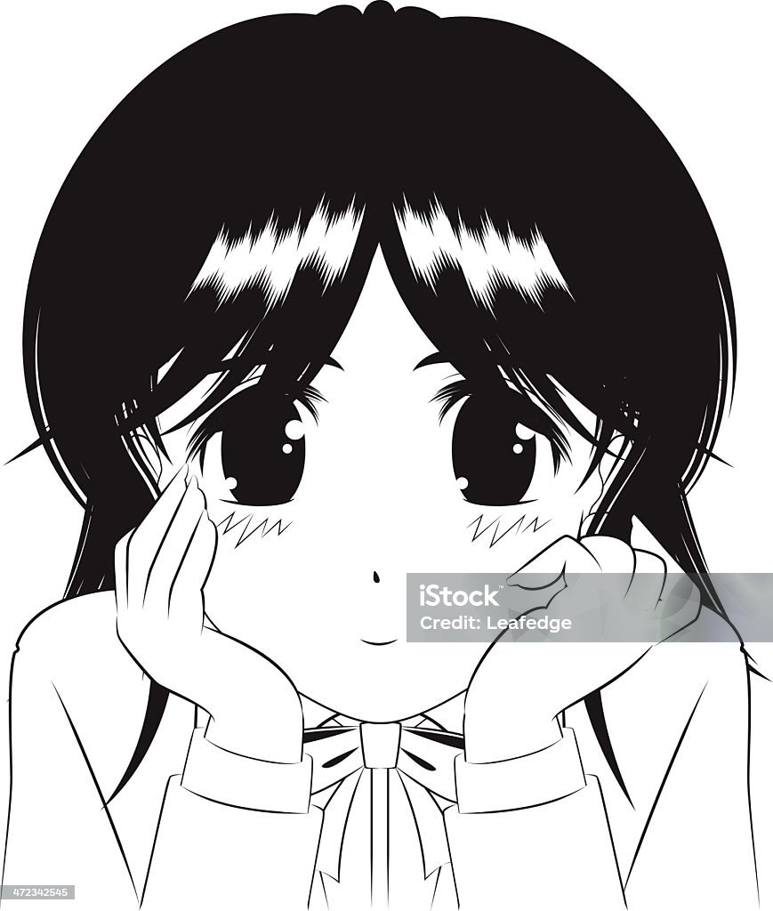 Manga giapponesi [ sorriso ragazza ] illustrazione di contorno - arte vettoriale royalty-free di Giappone