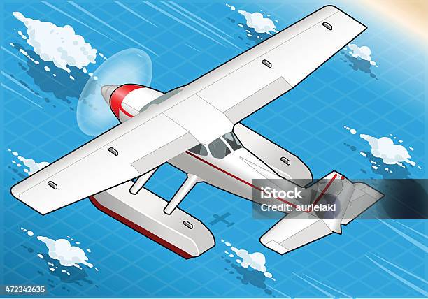 Minibarra De Ferramentas Voar Hidroavião Em Vista Traseira - Arte vetorial de stock e mais imagens de Asa de aeronave