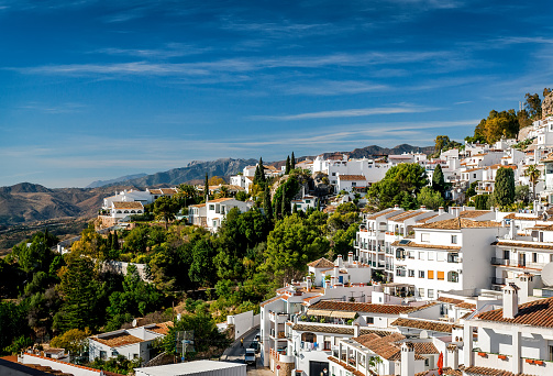 Estepona, Andalusia. Beautiful aerial view of cityscape along the coast in the morning.