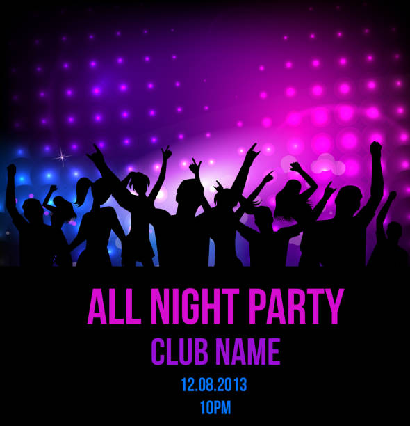Dancing night club event poster template vector art illustration