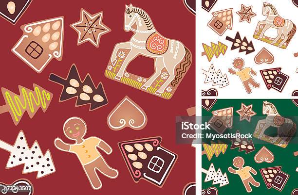 Vetores de Sem Costura Padrão De Gingerbread e mais imagens de Amêndoa - Amêndoa, Natal, Alegria