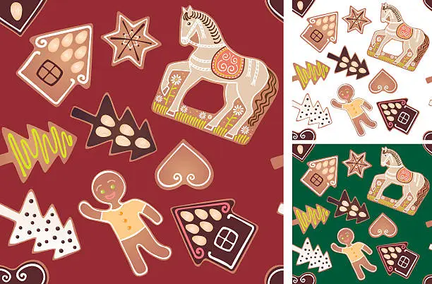 Vector illustration of Seamless gingerbread pattern