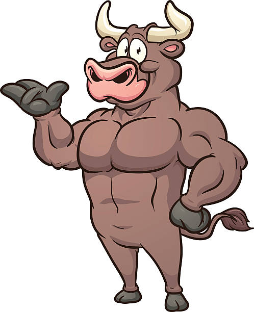 Cartoon bull vector art illustration