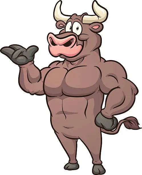 Vector illustration of Cartoon bull