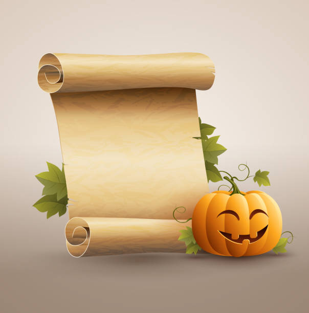 halloween - scroll halloween pumpkin letter stock-grafiken, -clipart, -cartoons und -symbole