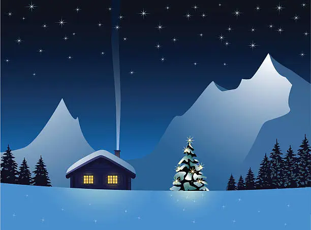 Vector illustration of Christmas night