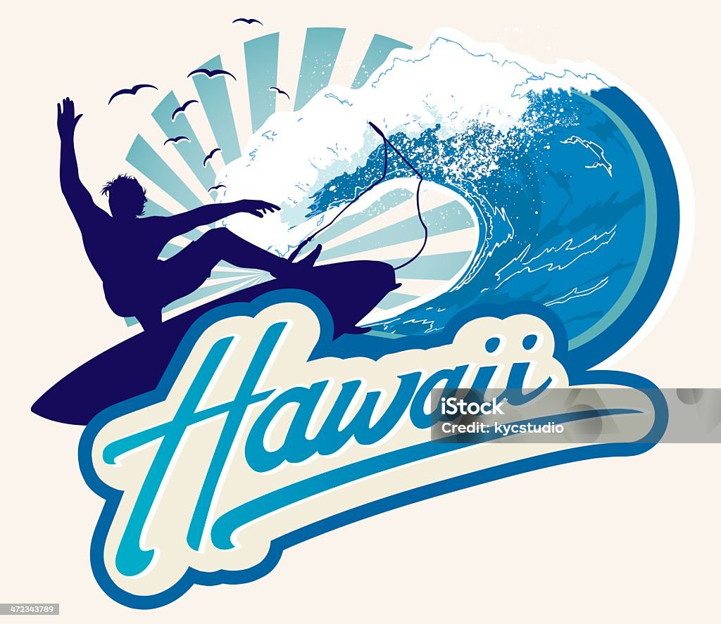 Surf tipo emblema de Hawai - arte vectorial de Surf libre de derechos