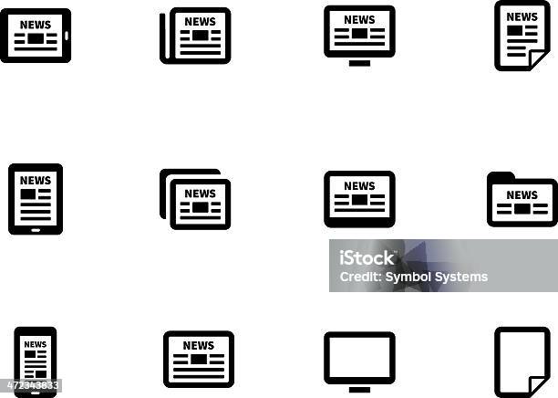 Ícones De Jornais - Arte vetorial de stock e mais imagens de Aplicação móvel - Aplicação móvel, Artigo Escrito, Computador