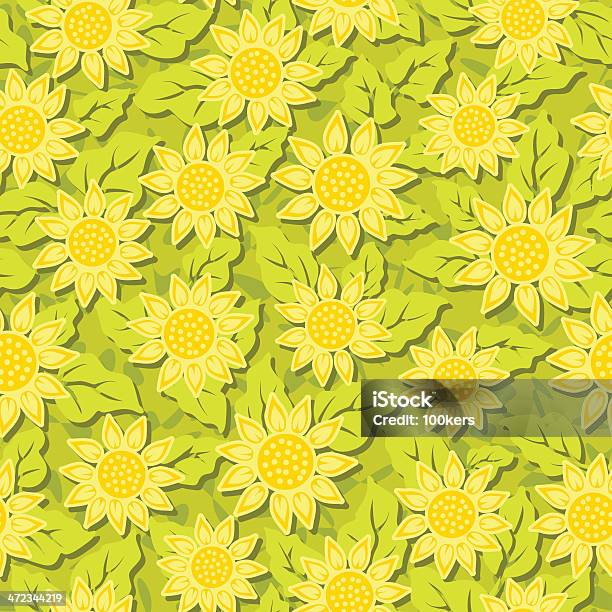 Girassol Flor Sem Costura De Fundo - Arte vetorial de stock e mais imagens de Abstrato - Abstrato, Agricultura, Amarelo