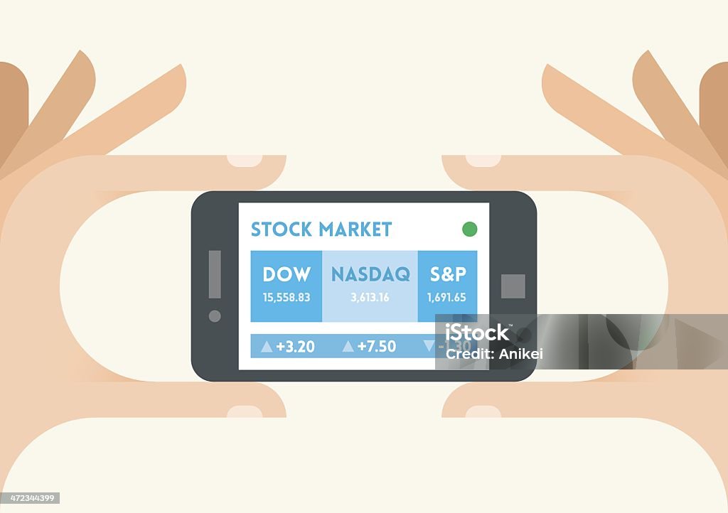 Vereinigte Staaten indices Börse ticker auf dem Mobiltelefon - Lizenzfrei NASDAQ Vektorgrafik
