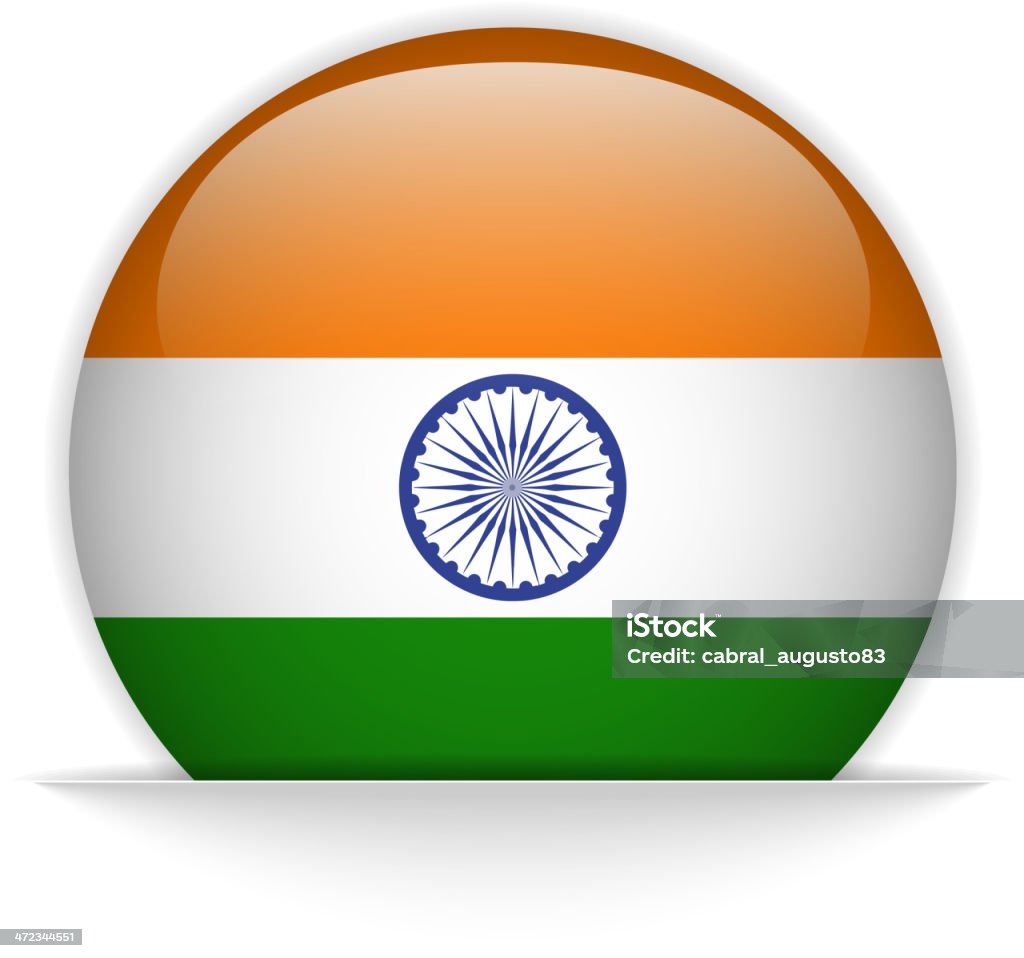 Bouton brillant de drapeau Inde invisible - clipart vectoriel de Badge libre de droits
