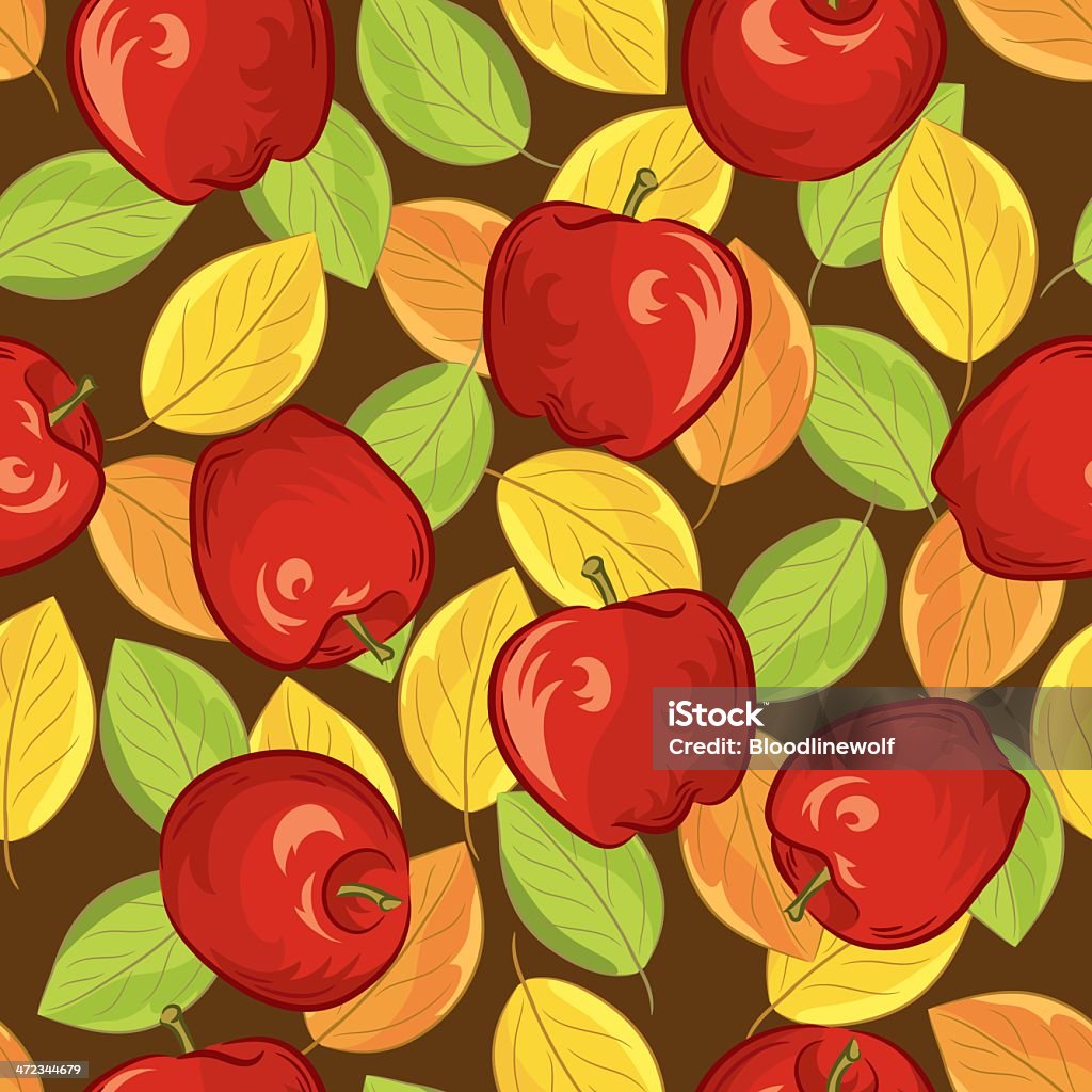 Apple patrón sin costuras de otoño - arte vectorial de Manzana libre de derechos